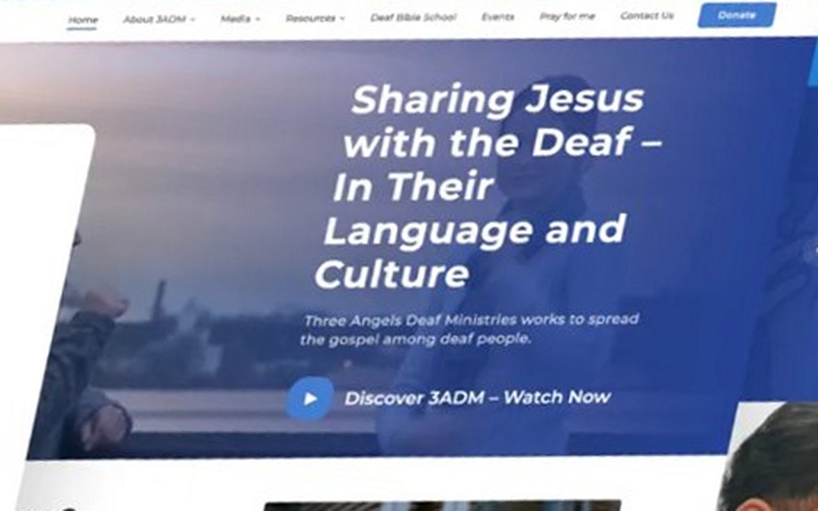 Home page of the Three Angels Deaf Ministries website we rebuilt