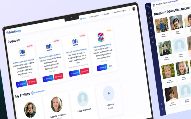 TrustLoop requests, profiles and members screens